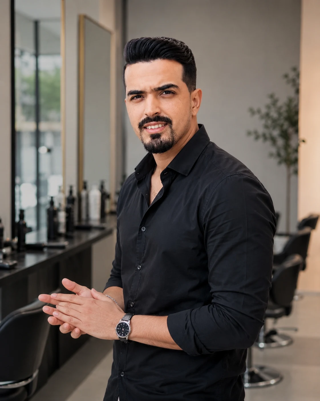 Hamza Belgaoui, spécialiste de la beauté capillaire, dans son salon